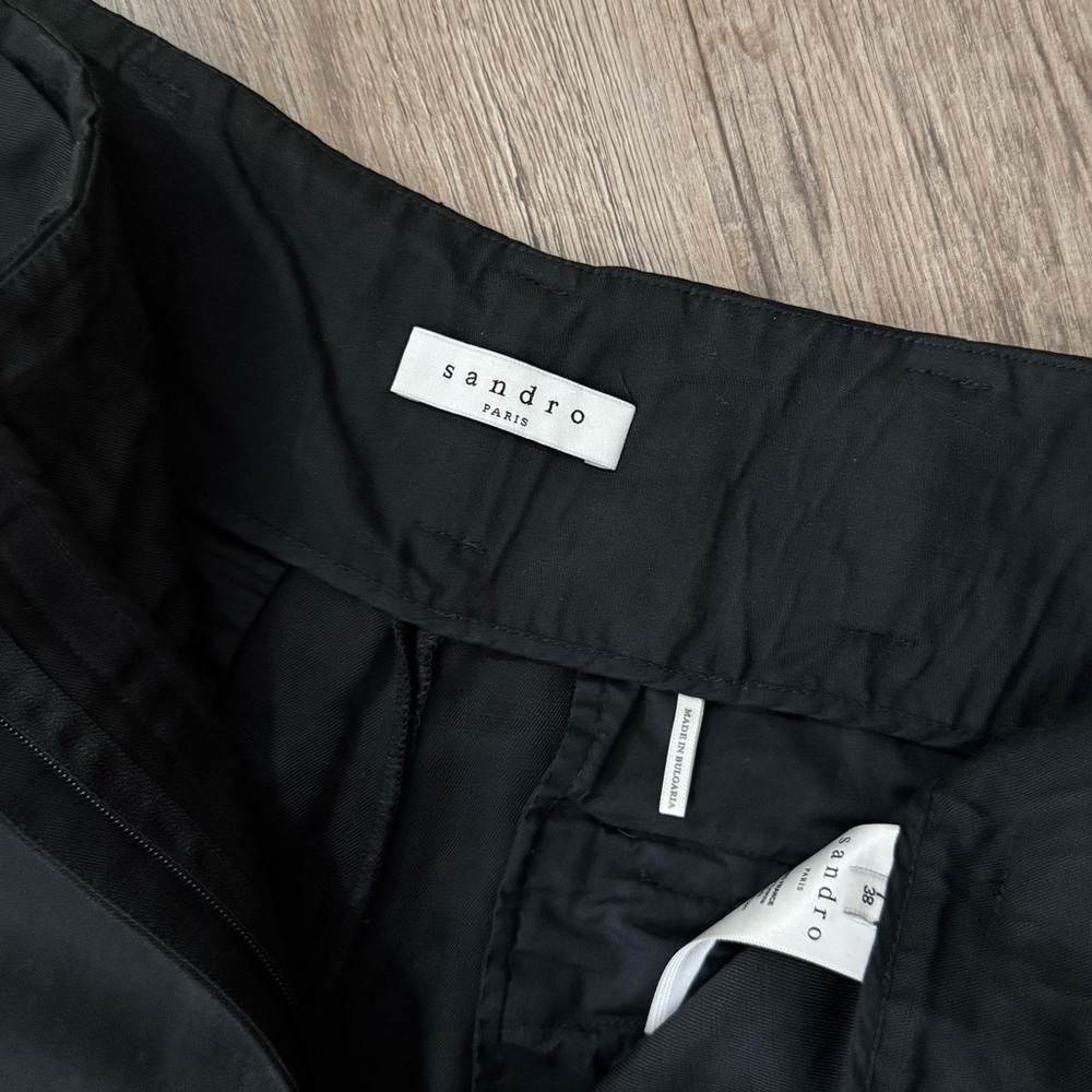 Sandro • Belted Wide Leg Cuffed Cropped Trousers - Picture 9 of 15